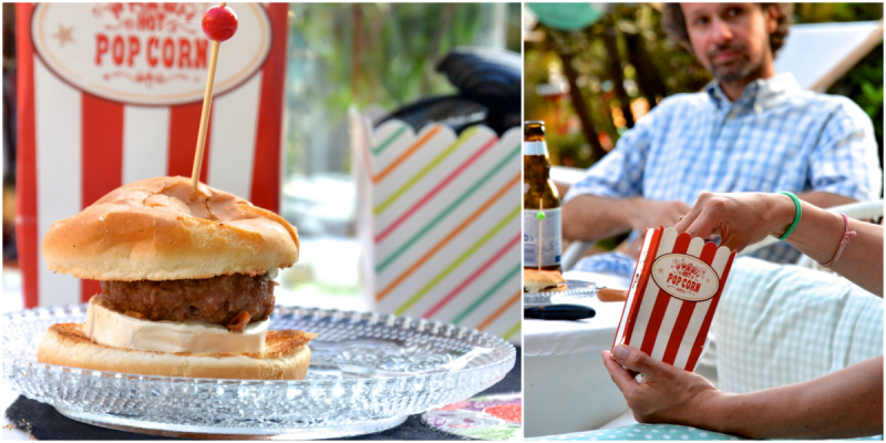 hamburger e popcorn